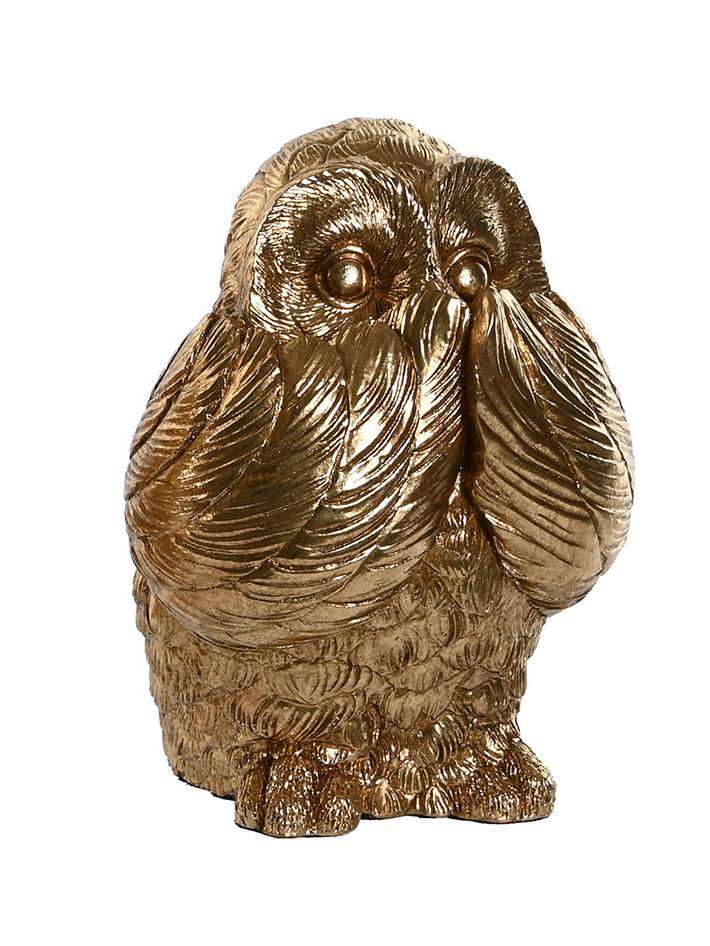 Set Figure In Resina A Forma Di Gufo Dorato