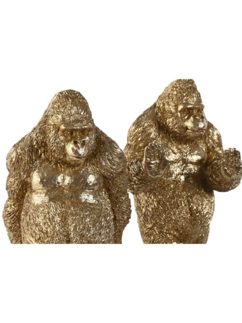 Set di 2 Fermalibri in Resina a Forma di Gorilla Dorato