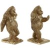 Set Di 2 Fermalibri In Resina A Forma Di Gorilla Dorato