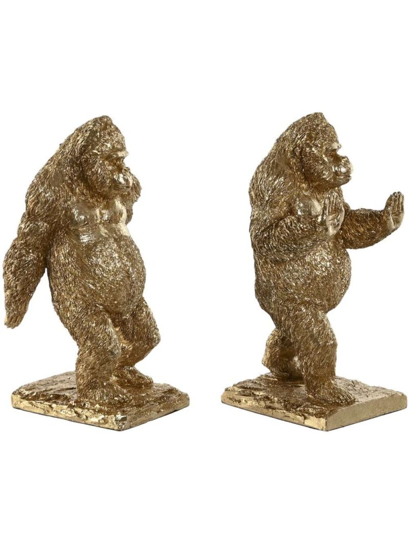Set Di 2 Fermalibri In Resina A Forma Di Gorilla Dorato