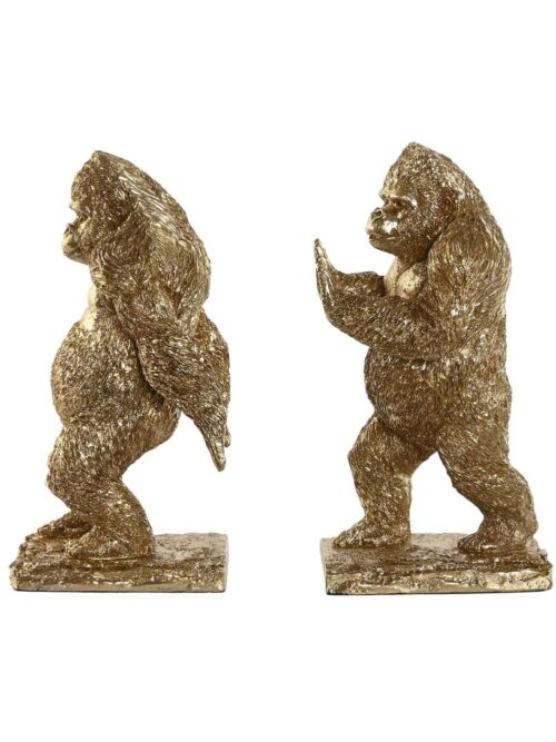 Set di 2 Fermalibri in Resina a Forma di Gorilla Dorato