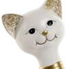 Gatto Decorativo In Resina Bianco Con Dettagli Dorati