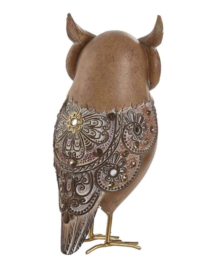 Gufo Decorativo In Resina Marrone