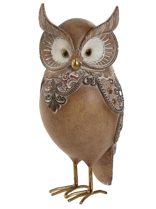 Gufo Decorativo in Resina Marrone