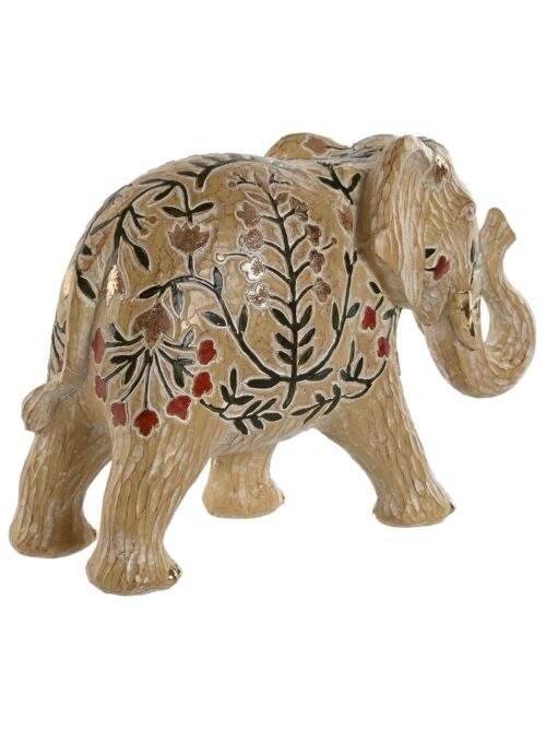 Elefante Decorativo in Resina con Effetto Legno Intagliato