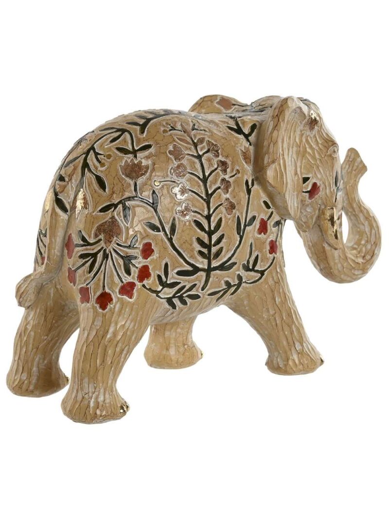 Elefante Decorativo In Resina Con Effetto Legno Intagliato