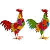 Gallo Colorato Figura In Metallo