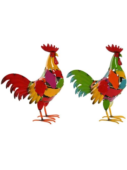 Gallo Colorato Figura in Metallo