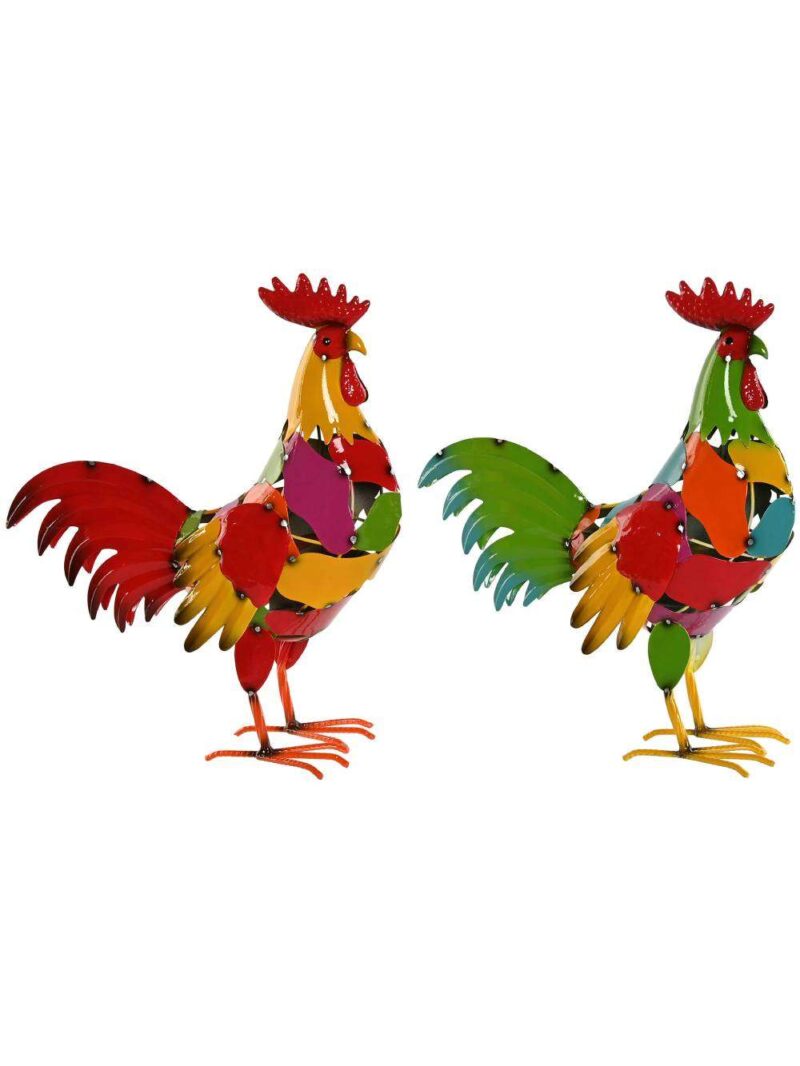 Gallo Colorato Figura In Metallo