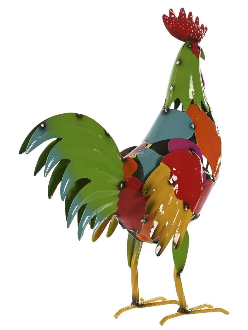 Gallo Colorato Figura In Metallo