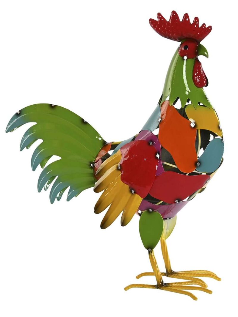 Gallo Colorato Figura In Metallo