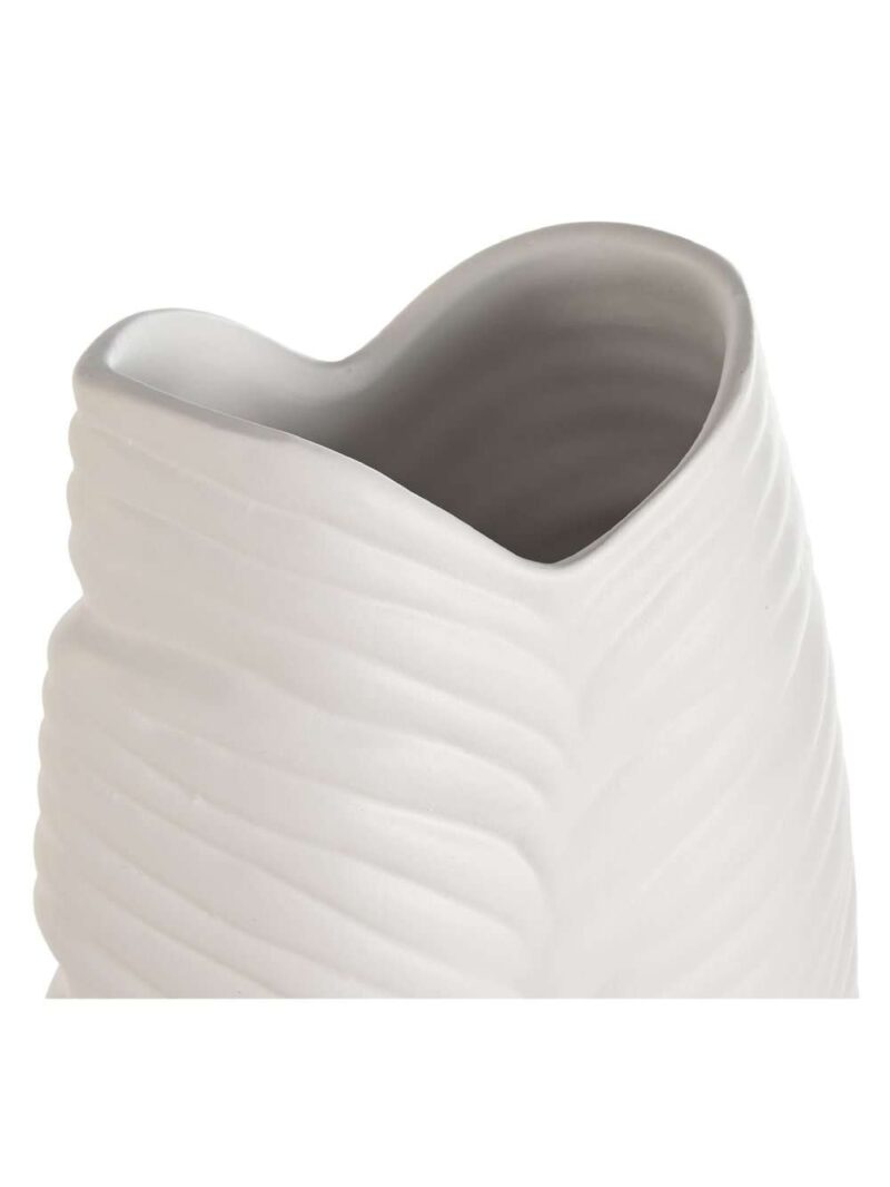 Vaso In Gres Porcellanato Bianco Con Motivo Foglia H70