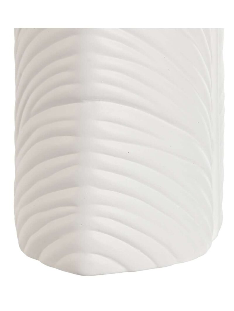 Vaso In Gres Porcellanato Bianco Con Motivo Foglia H70