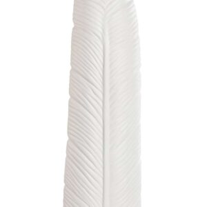 Vaso in Gres Porcellanato Bianco con Motivo Foglia h70