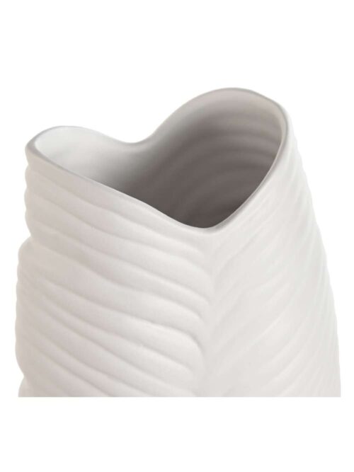 Vaso in Gres Porcellanato Bianco con Motivo Foglia h50