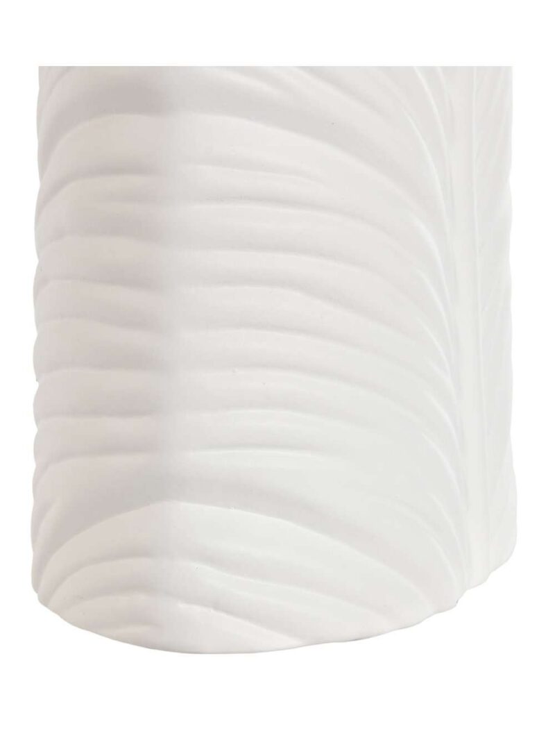 Vaso In Gres Porcellanato Bianco Con Motivo Foglia H50