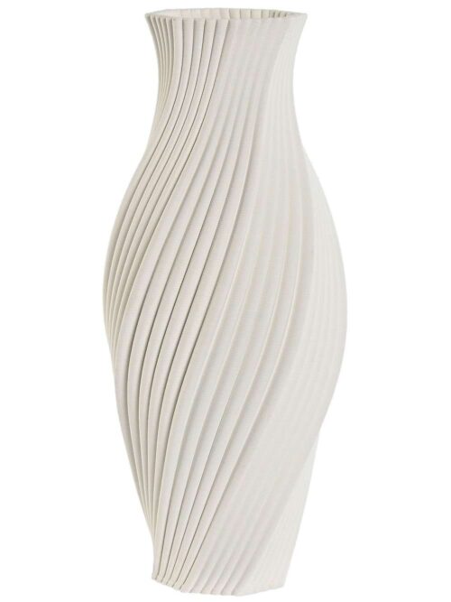 Vaso in Gres Porcellanato 3D Bianco con Motivo a Onda h40