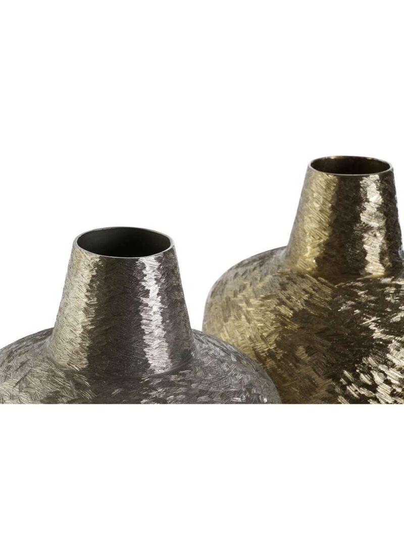 Vaso In Alluminio Raschiato Argento E Oro 22X22X33