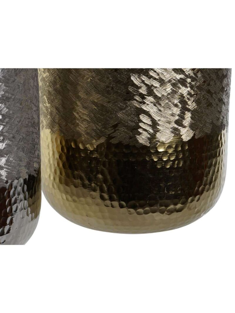 Vaso In Alluminio Raschiato Argento E Oro 22X22X33