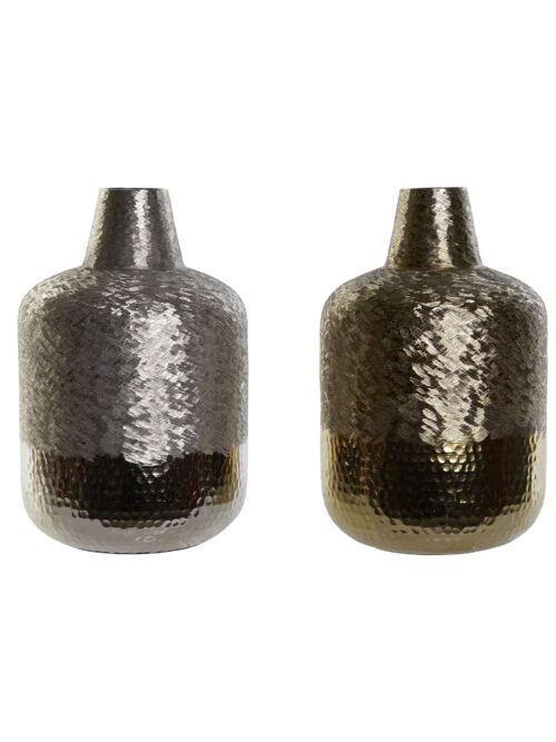 Vaso in Alluminio Raschiato Argento e oro 22x22x33
