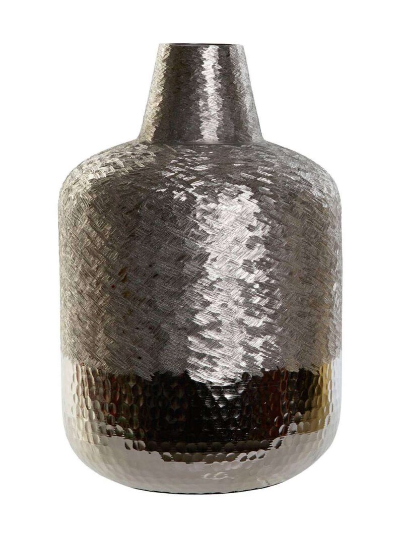 Vaso In Alluminio Raschiato Argento 22X22X33