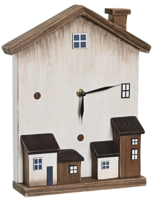 Orologio da Tavolo in Legno di Paulownia Tipo Case Bianco