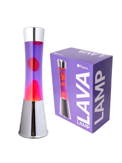Lampada di Lava con Base Cromo Liquido Fuxia