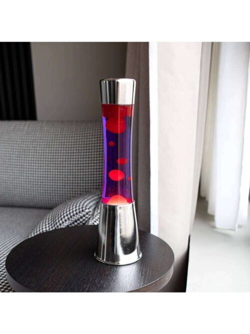 Lampada di Lava con Base Cromo Liquido Fuxia