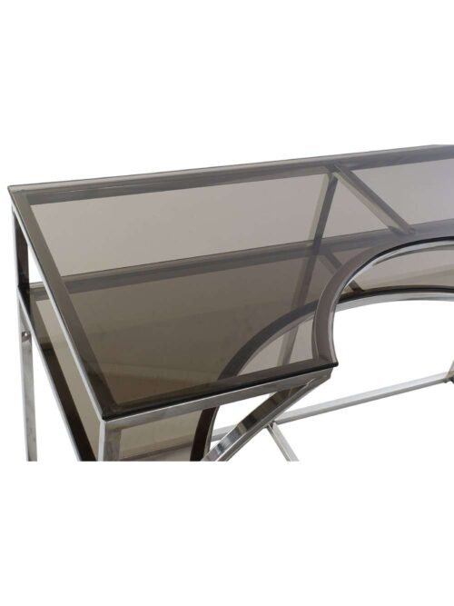Console In Acciaio Platino E Cristallo 120X50X75 Cm
