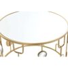 Set Di Tavolini Tondi In Metallo Dorato E Vetro Specchiato