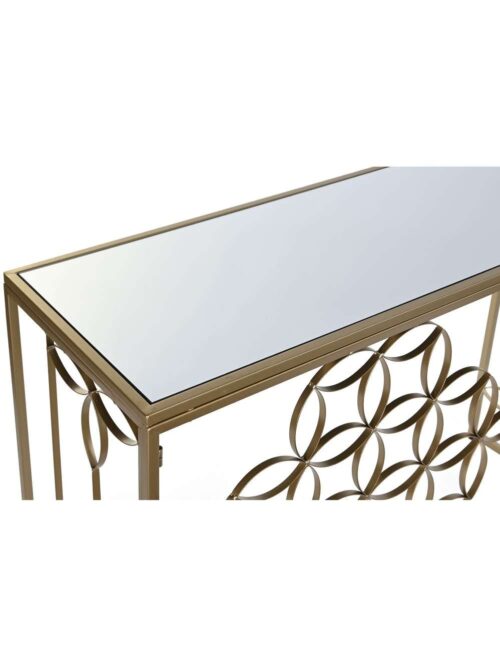 Console In Metallo Dorato Con Piano In Vetro Specchio