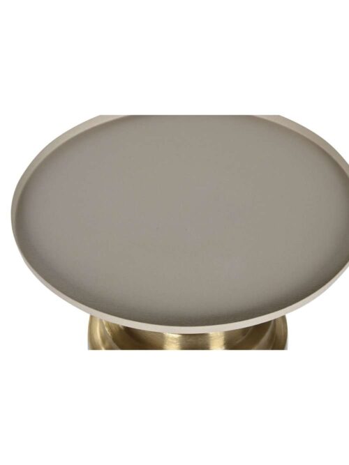 Tavolino Tondo in Metallo Crema e Oro