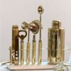 Set Cocktail 6 Pz Acciaio Inox Ramato Con Base Marmo