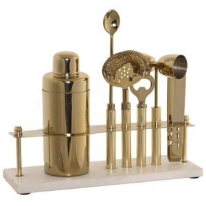 Set Cocktail 6 Pz Acciaio Inox Ramato con Base Marmo