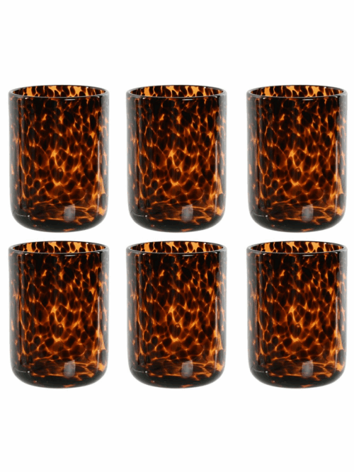 Set 6 Bicchieri in Cristallo Vintage Design Maculato Marrone