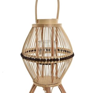 Portacandele in Rattan Naturale con Cristallo