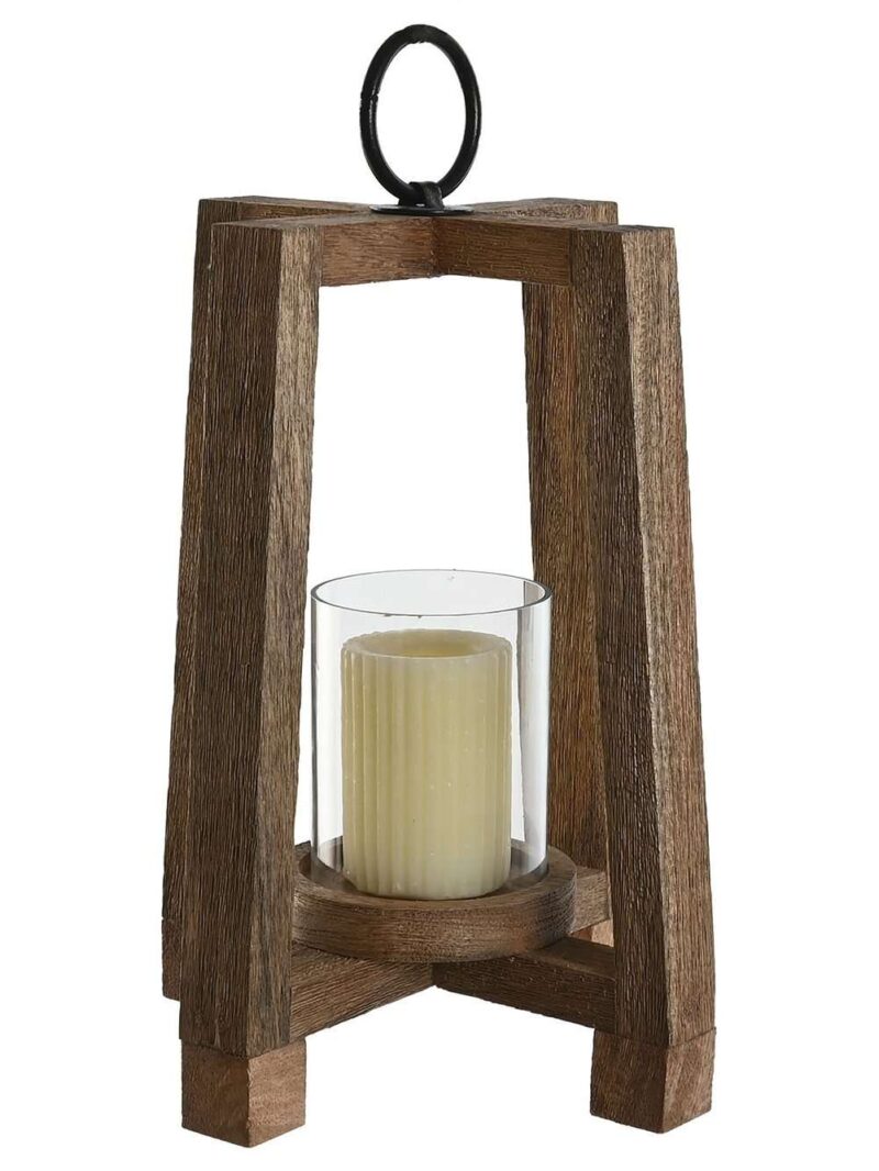 Portacandele In Legno Di Mango E Cristallo