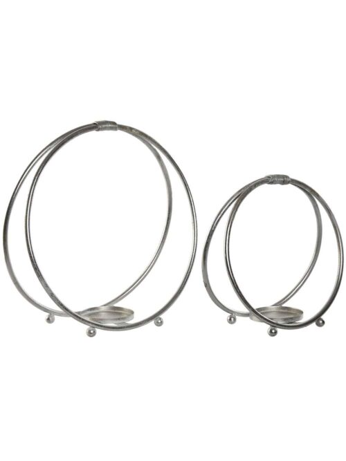 Set di 2 Portacandele in Metallo Platino