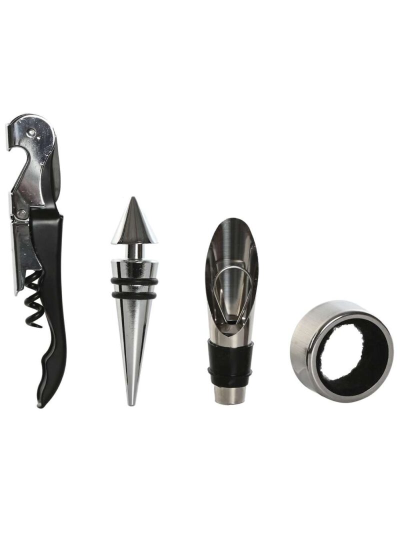 Set 6 Pezzi Per Vino In Confezione Pelle Nera