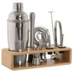 Shaker in Acciaio Inox con Base in Bambù Naturale Set 10 Pz