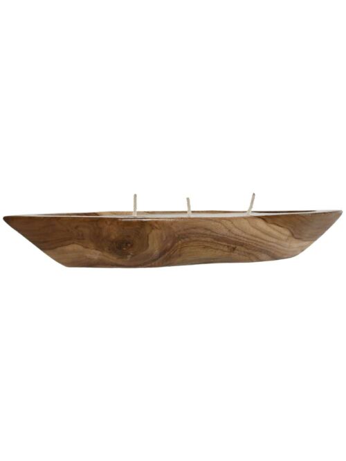 Candela in Cera con Base in Legno di Mango Naturale