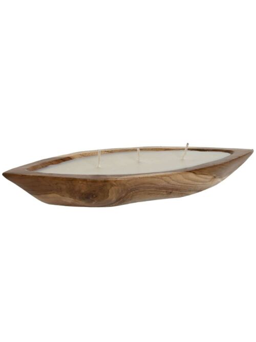 Candela in Cera con Base in Legno di Mango Naturale