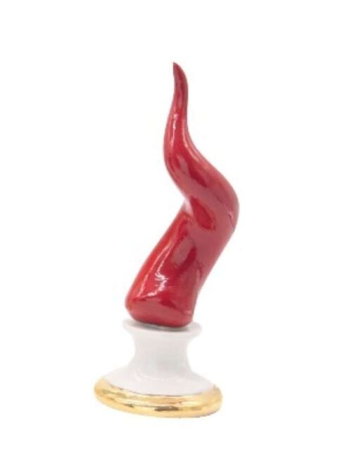 Corno Rosso con Base in Porcellana di Capodimonte