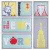 Set di 6 Stampe su Tela con Cornice New York 90x90 cm Struttura in MDF Cornice in Plastica