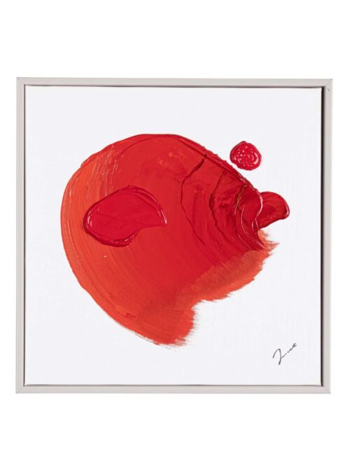 Dipinto Trilix Rosso con Cornice 30x30 Tela Dipinta a Mano