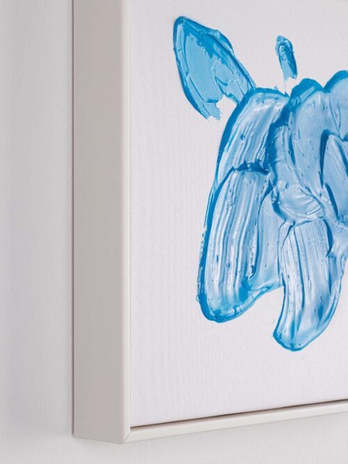 Dipinto Trilix Blu con Cornice 30x30 Tela Dipinta a Mano