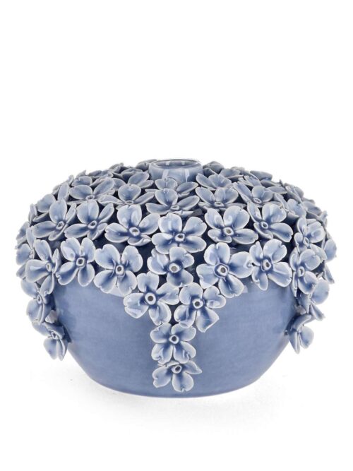 Vaso Decorativo Treasure Bombato Azzurro h13 Porcellana