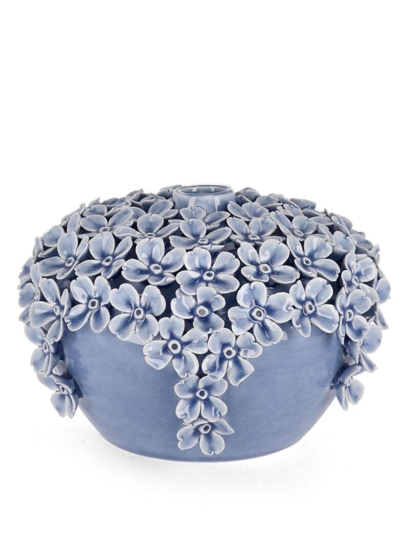 Vaso Decorativo Treasure Bombato Azzurro H13 Porcellana