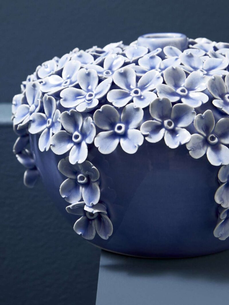 Vaso Decorativo Treasure Bombato Azzurro H13 Porcellana