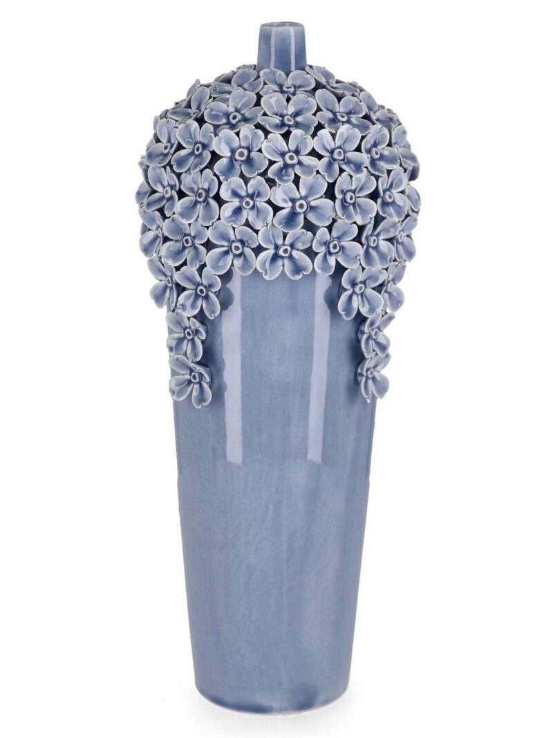 Vaso Decorativo Treasure Azzurro H40 Porcellana Impermeabile